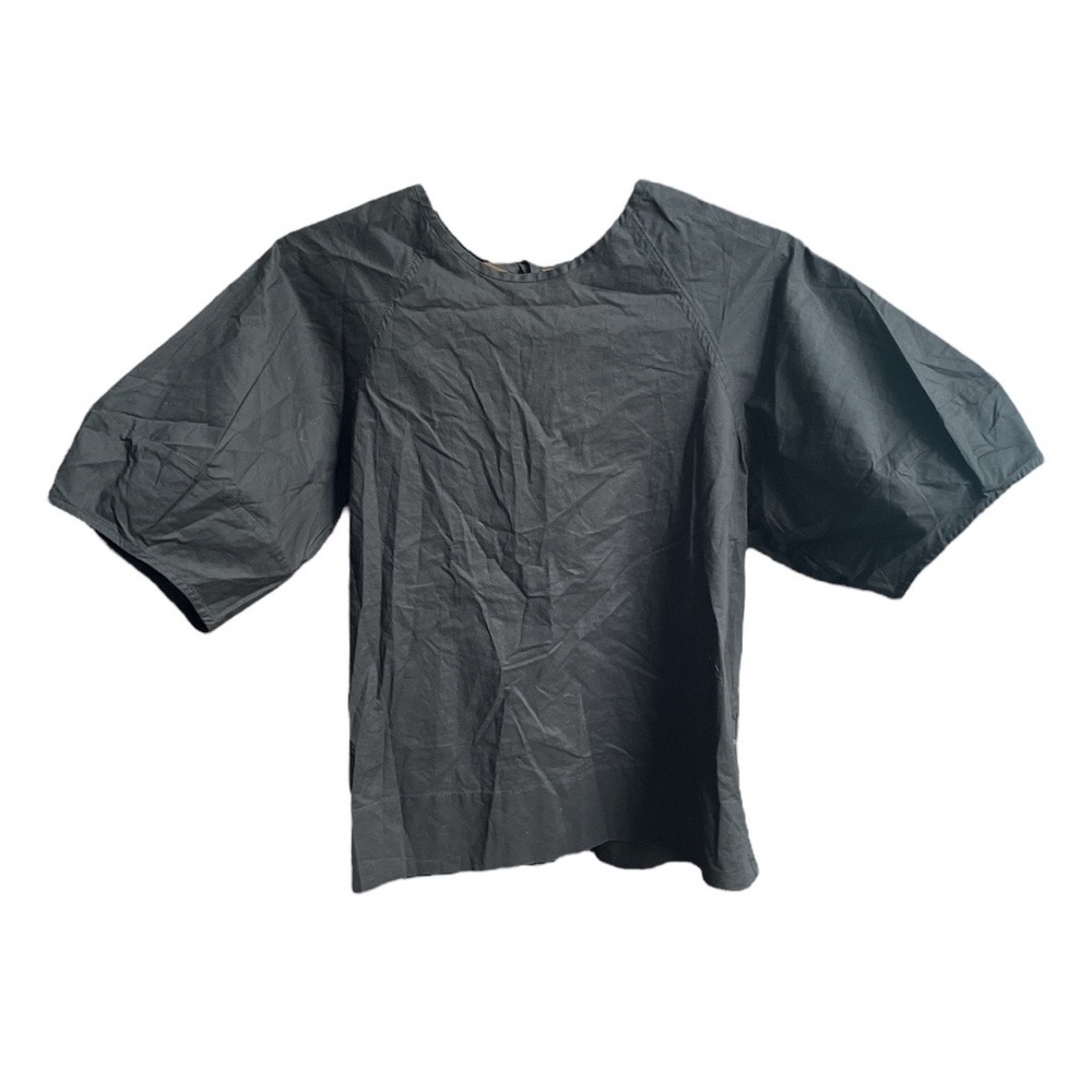 Everlane Circle Back Tie Cotton Top Black Size 2